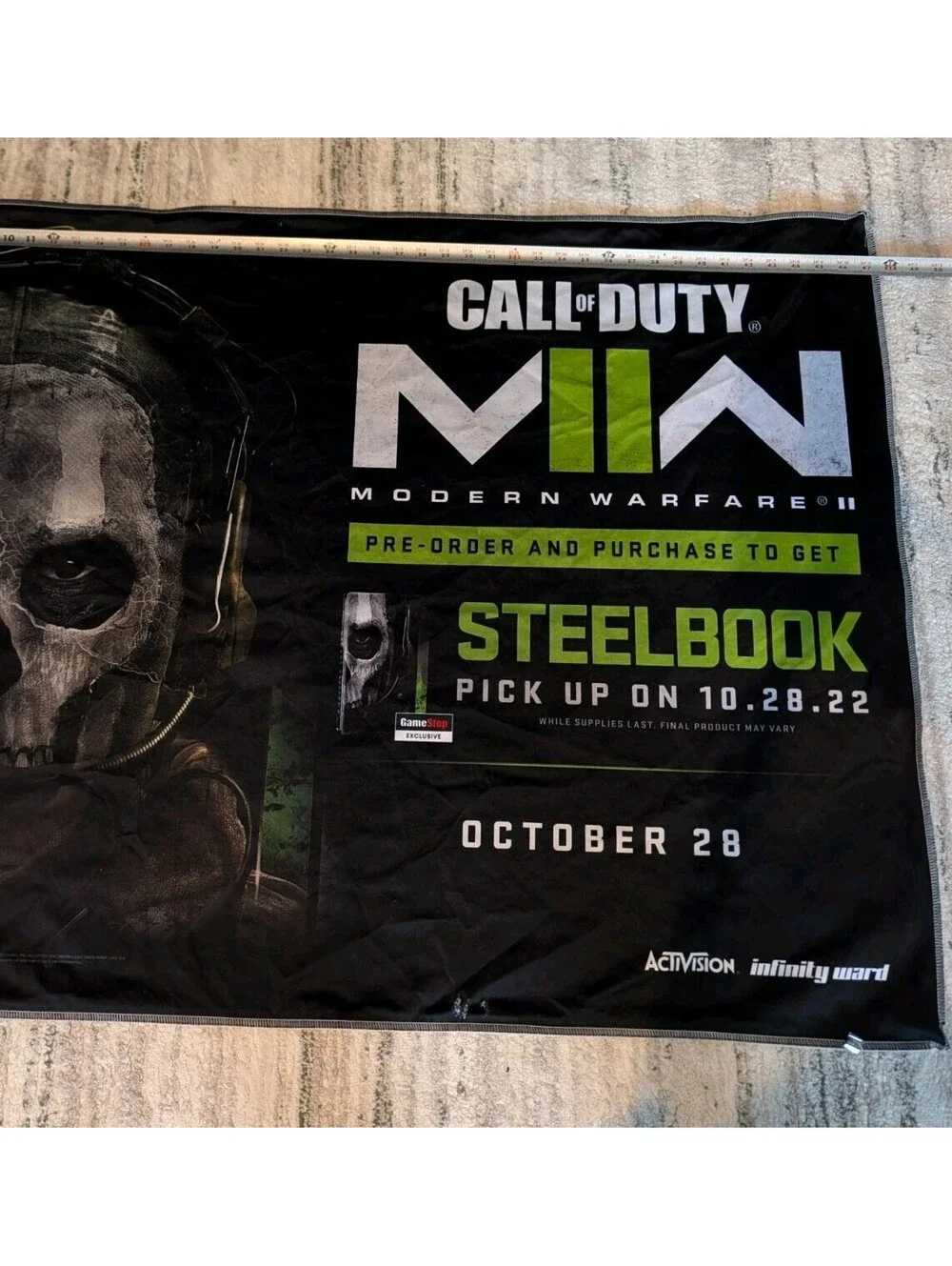 Call Of Duty MWII Modern Warfare II Ghost Steelbook Promo Banner Flag 48x35 Rare